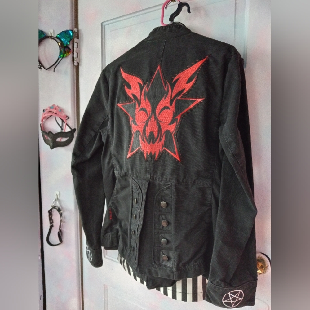 Custom Sabrina "hell witch" OOAK Rage tripp skull button jacket RARE PRICE FIRM - Picture 13 of 16